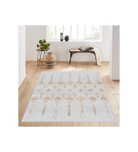 Rovigo Home Dijital Baskı Yıkanabilir Kaymaz Taban Salon Halısı RVG0205-SD612 (Krem)