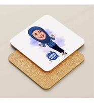 Kişiye Özel Lacivert Tesettürlü Kadın Karikatürlü Bardak Altlığı