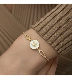 ?Gümüş Gold Papatya Bileklik