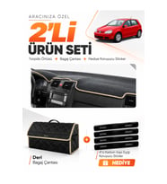 e-biz VOLKSWAGEN GOLF 5 (2003-2009) Uyumlu Torpido Örtüsü + Deri Bagaj Çantası - Siyah-Bej - VW010
