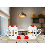 Power Puff Girls Tasarımlı Çift Ahşap Tabaklı Kişiye Özel Türk Kahvesi Fincanı Seti