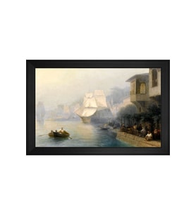 İstanbul Boğazından bir Görüntü Motifli Kanvas Tablo 80 x 110 cm Siyah Çerçeve