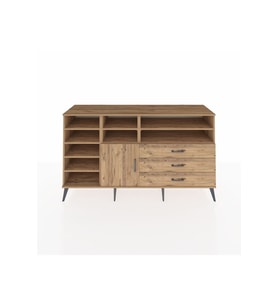 Kronos Konsol 8 Raflı 3 Çekmeceli Tek Kapaklı  176x59x99 Çam-Çam