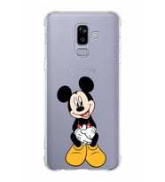 Samsung Galaxy J8 (2018)  Köşe Korumalı Antişok Kapak Mickey Mouse Tasarımlı Şeffaf  Kılıf