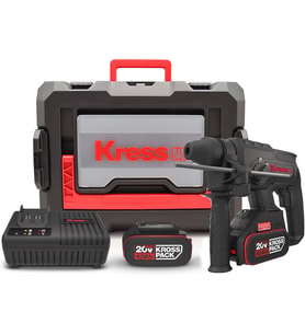 Kress Ku390.4 20Volt 4.0Ah. 2.0J Li-Ion Çift Akülü Şarjlı Kömürsüz Profesyonel Sds-Plus Pnömatik Kır (Çok Renkli)