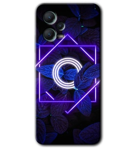 Redmi Note 12 5G Kılıf HD Desen Baskılı Kılıf - Dark Neon Yaprak O Harfi