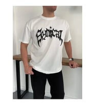 Erkek Bisiklet Yaka Ön Baskılı Kısa Kollu Tişört Streetwear Günlük Basic Pamuklu T-shirt - Beyaz