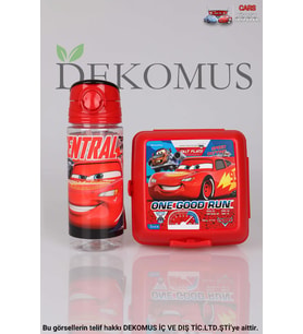 LİSANSLI CARS TRITAN MATARA 500 ML VE 2 KATLI BESLENME KABI/LUNCH BOX SETİ