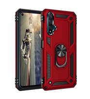 Huawei Nova 5T Kılıf Metal For Car Yüzüklü Standlı Military Ring Serisi (Kırmızı)