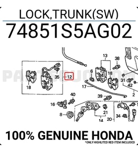 Honda Civic 2001-2006 Bagaj Kilidi Kapak Manuel Kablolu (Oem No:74851S5Ax4)