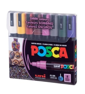 Uni Posca PC-5M Boyama Markörü 1.8-2.5 mm 8'li Set Koyu Renkler