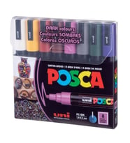 Uni Posca PC-5M Boyama Markörü 1.8-2.5 mm 8'li Set Koyu Renkler