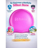 Bakio Su Geçirmez & Konforlu Silikon Bone  Havuzda ve Denizde Saçlarınız Güvende! (Pembe)