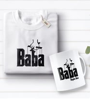 BK Gift Kişiye Özel Baba Godfather Tasarımlı Beyaz Tişört ve Kupa Seti-2 (Model 1)