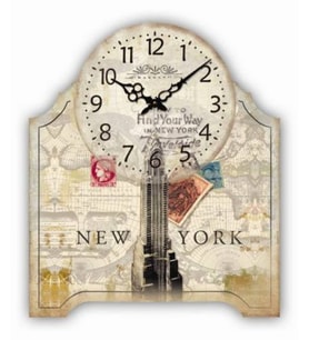 MUTFAK › AHŞAP SAATLER › Saatler-MB NEW YORK TEMALI DUVAR-MASA SAATİ-KÜÇÜK-24*19,5*3 CM