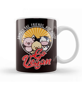 Animal Rights Friends Food Meatless Vegan Vegetarian Veggie Kupa Bardak Porselen