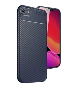 Apple iPhone 16E Kılıf Auto Focus Karbon Kapak - Lacivert