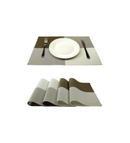 Amerikan Servis Sunum Altlığı 4 Adet Kaymaz Isıya Dayanıklı Leke Tutmaz Yıkanabilir Pvc 45 x 30 cm 4'lü Set (Bej-Kahve)