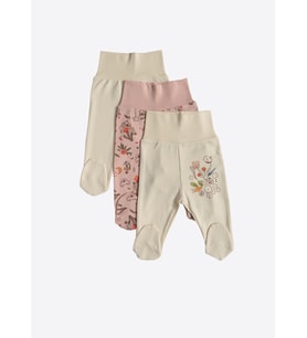 Organik Happy Koala 3'lü Patikli Pantolon Pembe