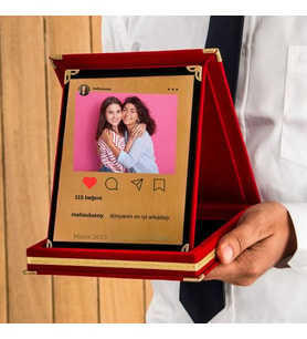 Arkadaşlara Özel Sosyal Medya Tasarımlı Fotoğraflı Hediye Plaket