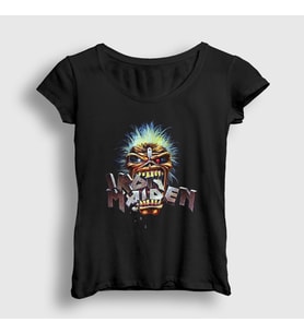 Presmono Kadın Siyah Eat Iron Maiden T-Shirt 85569tt