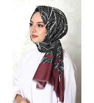 Afvente Mermer Desen Bordo Pamuk Şal (Çok Renkli)