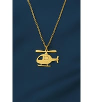 Kişiye Özel Helikopter Figürlü Kolye 925K Gümüş (Gold)