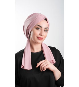 Pudra Pratik Hazır Geçmeli Tesettür Bone Kesik Elyaf Sade 2111_06