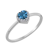 Pırlanta ve Kalp Mavi Topaz Taşlı Amare Yüzük 0717R0338
