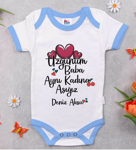 BK Kids Kişiye Özel Mavi Bebek Body Zıbın - Model 64