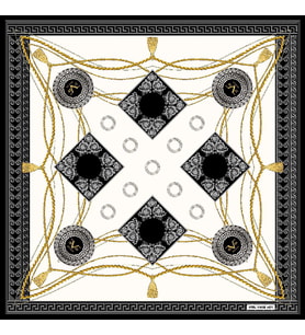 Barok Halatlı Desen Black Seri Twill Eşarp Eşarp Askısı ile Birlikte 90x90 cm Kr