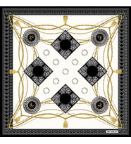 Barok Halatlı Desen Black Seri Twill Eşarp Eşarp Askısı ile Birlikte 90x90 cm Kr