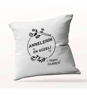 Kişiye Özel Annelerin En Güzeli Beyaz Kare Yastık
