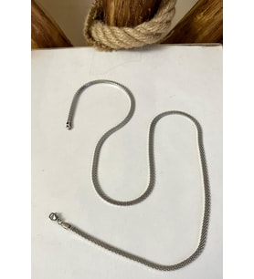 Silver Renk Hasır Örme Unisex Çelik Kolye 65 cm (3mm) (Gümüş)