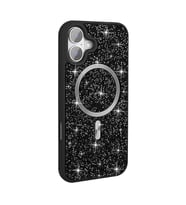 Apple iPhone 17 Uyumlu Kılıf Pırlanta Tasarımlı M-safe Şarj Özellikli Zore Mozaik Silikon Kapak (Siyah)