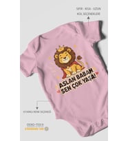 Aslan babam sen çok yaşa! Kısa Kollu Bebek Body %100 Pamuk