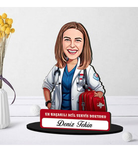En Başarılı Kadın Acil Servis Doktoruna Hediye Karikatürlü Biblo