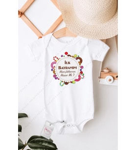 İlk Bayramım Harçlıklarım Hazır mı Özel Tasarım Bebek Zıbın Pamuklu Çıtçıtlı Body