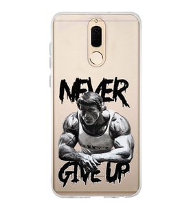 Huawei Mate 10 Lite Uyumlu Arnold Fitness Never Give Up Desenli Şeffaf Telefon Kılıfı