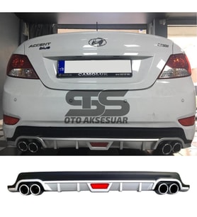 Hyundai Accent Blue Difüzör Arka Tampon Eki 4 Egzoz Çıkışlı Gri Tip