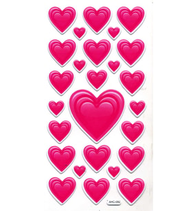 Sticker Kabartmalı Stiker Çıkartma Etiket (XHC092)-18x9 cm- Pembe Kalpler