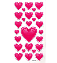 Sticker Kabartmalı Stiker Çıkartma Etiket (XHC092)-18x9 cm- Pembe Kalpler