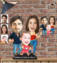Kişiye Özel Aile Ahşap Biblo ve Anahtarlık 2 li set-24