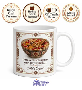 Aşure Kasesi Temalı Baskılı Kupa Bardak Hediye Porselen Mug