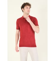 Giyim Dünyası Erkek Çıtçıtlı Desenli Polo Yaka Merserize T-Shirt Bordo