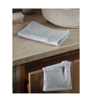 Orva Nakışlı %100 Pamuk 2'li El Havlusu - Gri - 30x45 cm
