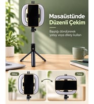 Kablosuz Kumandalı RGB Halka Işık Tripod Standı ve Manyetik Telefon Tutucu