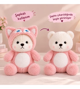 Puffy hug teddy kostümlü ayıcıklar 50 cm puffy kedi kostümlü, puffy stitch kostümlü ve puffy unicorn içecekli ayıcık