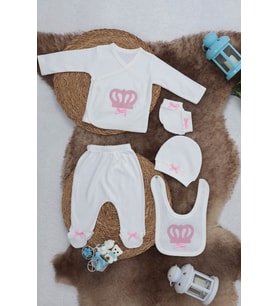 Sema Baby 5 Parça Hastane Çıkışı Zıbın Seti 0-3 Ay - Princess