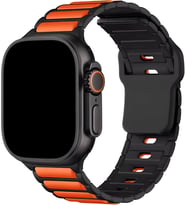 Apple Watch 11 10 9 8 7 6 SE Ultra Uyumlu 42 44 45 46 49mm Çift Renk Bakla Desen Hibrit Silikon Kordon